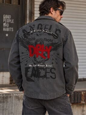 Vintage Y2K 2000s Blac Label Premium Product Gray Studded Graphic Jacket 2X